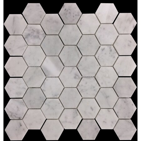Apollo Tile 2 in. Honed Carrara Hexagon 4.83 sq.ft 11.8 in. x11.8 in. Marble Mosaic Tile, 5PK APLKB99G03HEC27